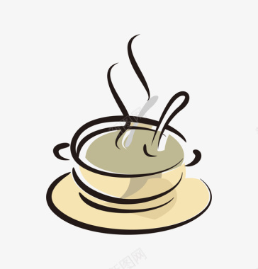 手绘卡通创意一杯热气腾腾的咖啡图标图标