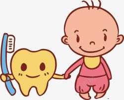 儿童牙齿环卡通婴儿与牙齿牙刷高清图片