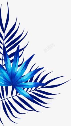 深蓝色卡通植物叶子素材