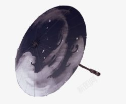 黑色伞把手绘中国风竹伞高清图片