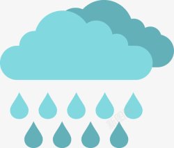 蓝色雷雨下雨天气图标高清图片