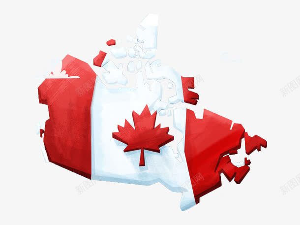 加拿大地形国旗png免抠素材_新图网 https://ixintu.com 加拿大地图 加拿大标志 卡通 旗帜 枫叶 白色 红色