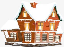 房顶积雪白雪覆盖房子高清图片