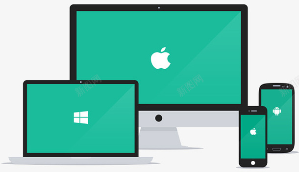 绿色的苹果产品png免抠素材_新图网 https://ixintu.com 安卓手机 笔记本电脑 绿色手机 绿色电脑 苹果手机 苹果电脑