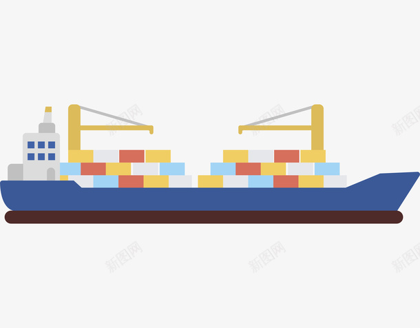 一艘蓝色卡通货船png免抠素材_新图网 https://ixintu.com 交通工具 包裹 卡通 海运 蓝色货船 货物 运货