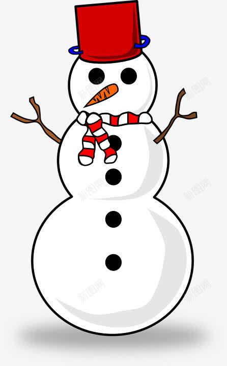 戴围巾的小雪人png免抠素材_新图网 https://ixintu.com 冬季 卡通图片 堆雪人 红色帽子 雪堆