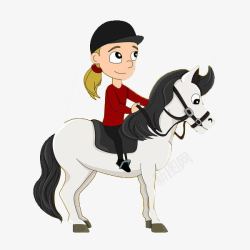 骑马人物手绘卡通人物骑着白龙马女孩的图高清图片