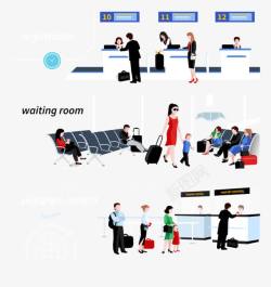 机场工作人员机场程序插画高清图片