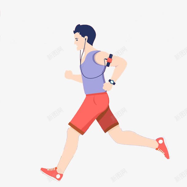 锻炼中的男人png免抠素材_新图网 https://ixintu.com 健身 卡通手绘 听音乐 大步跑 奔跑的卡通人 跑步 运动 锻炼身体 音乐动态