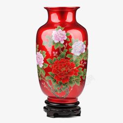 彩釉牡丹花瓶瓷瓶素材