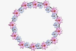 粉色花朵水墨底框花环头像边框高清图片