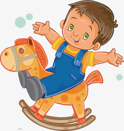 骑扫帚的小男孩骑木马的小男孩高清图片