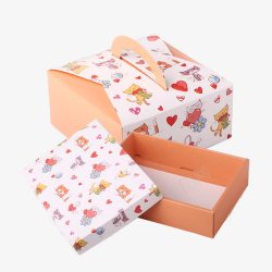 茶叶礼盒包装手提猫咪蛋糕盒高清图片