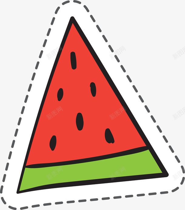 红色三角形西瓜元素png免抠素材_新图网 https://ixintu.com 三角形 卡通 环绕 种子 红色 虚线 西瓜 贴纸