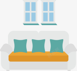 室内软装沙发窗户卡通卧室插图高清图片