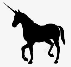 马的剪影黑色独角兽图图标高清图片