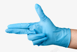 安全手势蓝色防污染模拟手枪手套实物高清图片