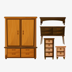 木质衣柜卡通手绘柜子家具高清图片