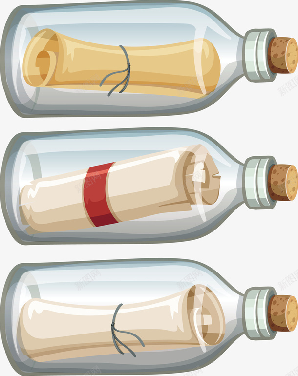 三个玻璃瓶矢量图eps免抠素材_新图网 https://ixintu.com 三个 三个漂流瓶 漂流瓶 漂流瓶PNG 矢量漂流瓶 矢量图