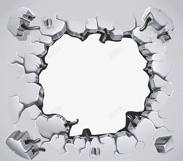 抽象墙体png免抠素材_新图网 https://ixintu.com 抽象 灰色墙壁 特效 破洞 立体墙面 裂痕
