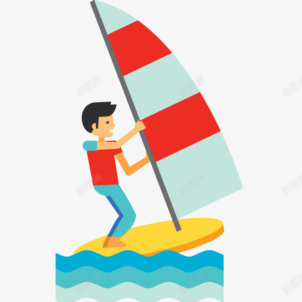 帆板运动插画png免抠素材_新图网 https://ixintu.com 冲浪 帆板运动矢量插画 成年人 旅游 水上运动 海边度假 运动