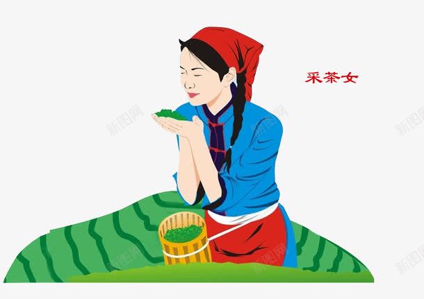 少数民族采茶女png免抠素材_新图网 https://ixintu.com 人物 少数民族 手绘 茶叶制作 采茶女