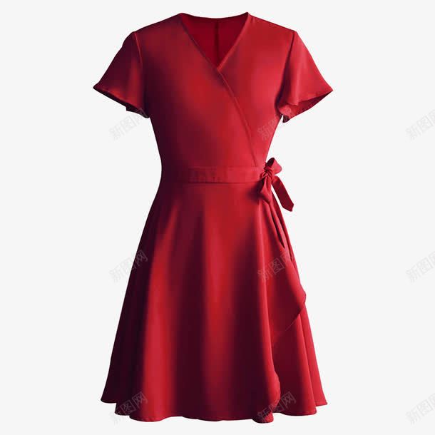 红色连衣裙png免抠素材_新图网 https://ixintu.com 中长裙子 产品实物 喜庆红裙 礼服裙子