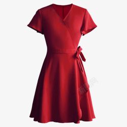 中裙修身红色连衣裙高清图片