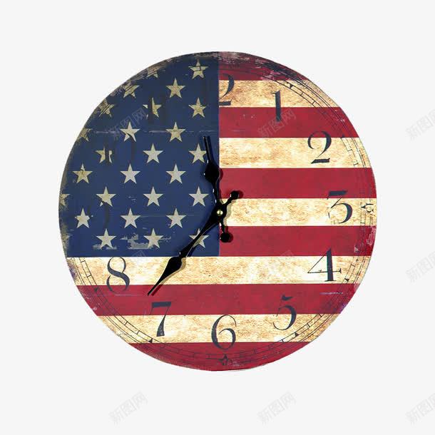 美式挂钟png免抠素材_新图网 https://ixintu.com 墙壁装饰物 挂钟 时钟 美国国旗时钟