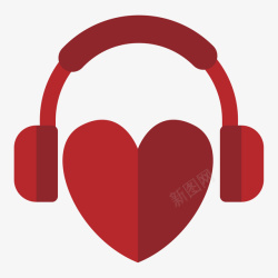 心形耳机卡通耳机红色爱心矢量图高清图片