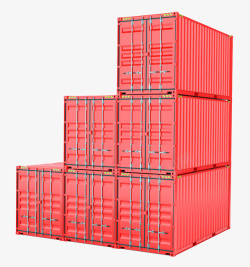 集装箱堆场红色几个金属集装箱高清图片