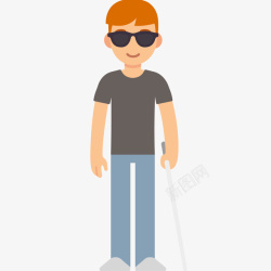 身体缺陷男性盲人插画矢量图高清图片