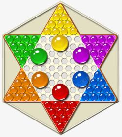 棋盒彩色玻璃圆球弹珠跳棋六角星棋盘高清图片