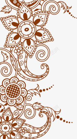 海娜纹身褐色镂空海娜风格矢量图高清图片