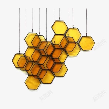 创意几何图形挂饰png免抠素材_新图网 https://ixintu.com 六边形 挂饰 蜂巢 蜂蜜 采蜜 黄色