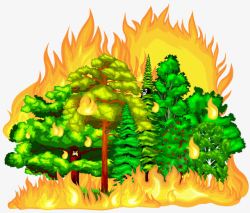 小树林卡通森林失火高清图片