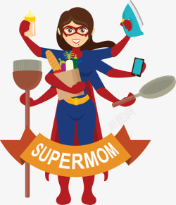 超级妈妈超人服饰卡通妈妈矢量图高清图片