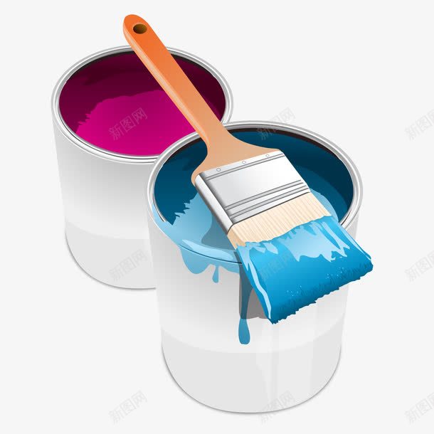 刷子油漆桶png免抠素材_新图网 https://ixintu.com 刷子 家装节 油漆 油漆桶 涂料 装潢 颜料