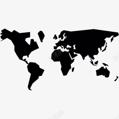 平坦的世界地图图标图标