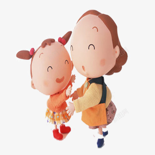 孩子与妈妈png免抠素材_新图网 https://ixintu.com 卡通 卡通设计 布质 手绘 捏人 照顾 玩偶 看护