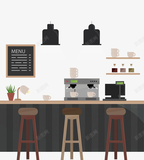 咖啡店黑色的吧台png免抠素材_新图网 https://ixintu.com 下午茶 吧台 咖啡店 喝咖啡 矢量png 黑色吧台