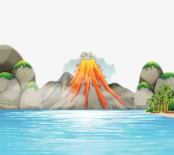 火山岩卡通手绘火山岩高清图片