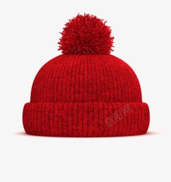 一顶帽子一顶红色的圆形毛线帽子高清图片