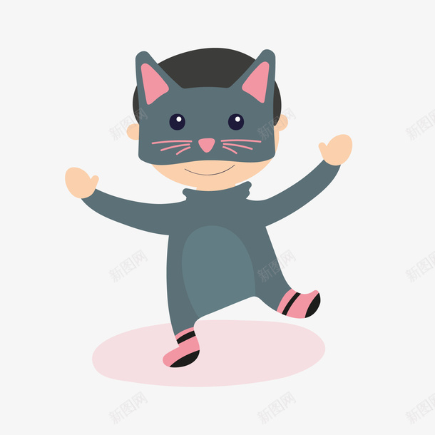 卡通猫咪装扮的人物矢量图ai免抠素材_新图网 https://ixintu.com 人物设计 动物 卡通 猫咪 表演 装扮 角色扮演 矢量图