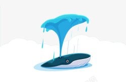 手绘喷水的鲸鱼素材