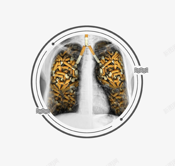 创意吸烟有害健康公益广告图标png_新图网 https://ixintu.com 公益广告 创意设计 吸烟有害健康 图标 圆形 形状圆图案图标 肺 香烟 香烟有害成分图 黑肺