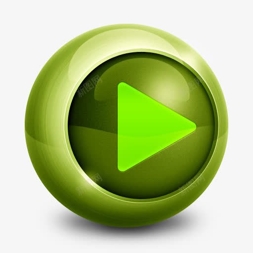 绿色圆形立体影音播放器图标png_新图网 https://ixintu.com 其他 圆形 影音 按钮 播放器 立体 绿色