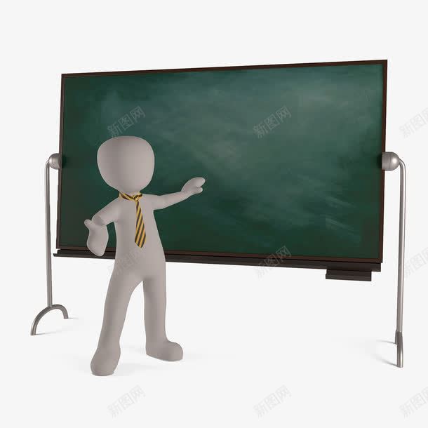 站在黑板旁的人png免抠素材_新图网 https://ixintu.com 3D小人 授课 老师 领带 黑板