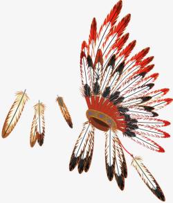 印第安民族文化插画印第安人羽毛头饰高清图片