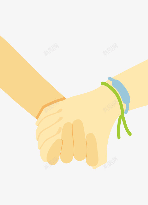 手绘戴着绳带的双手相握png免抠素材_新图网 https://ixintu.com 两人握手 双手相握 戴着绳带 手绘 握紧双手